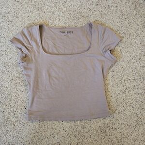 Pink Rose Women's Beige Short Sleeve Tee